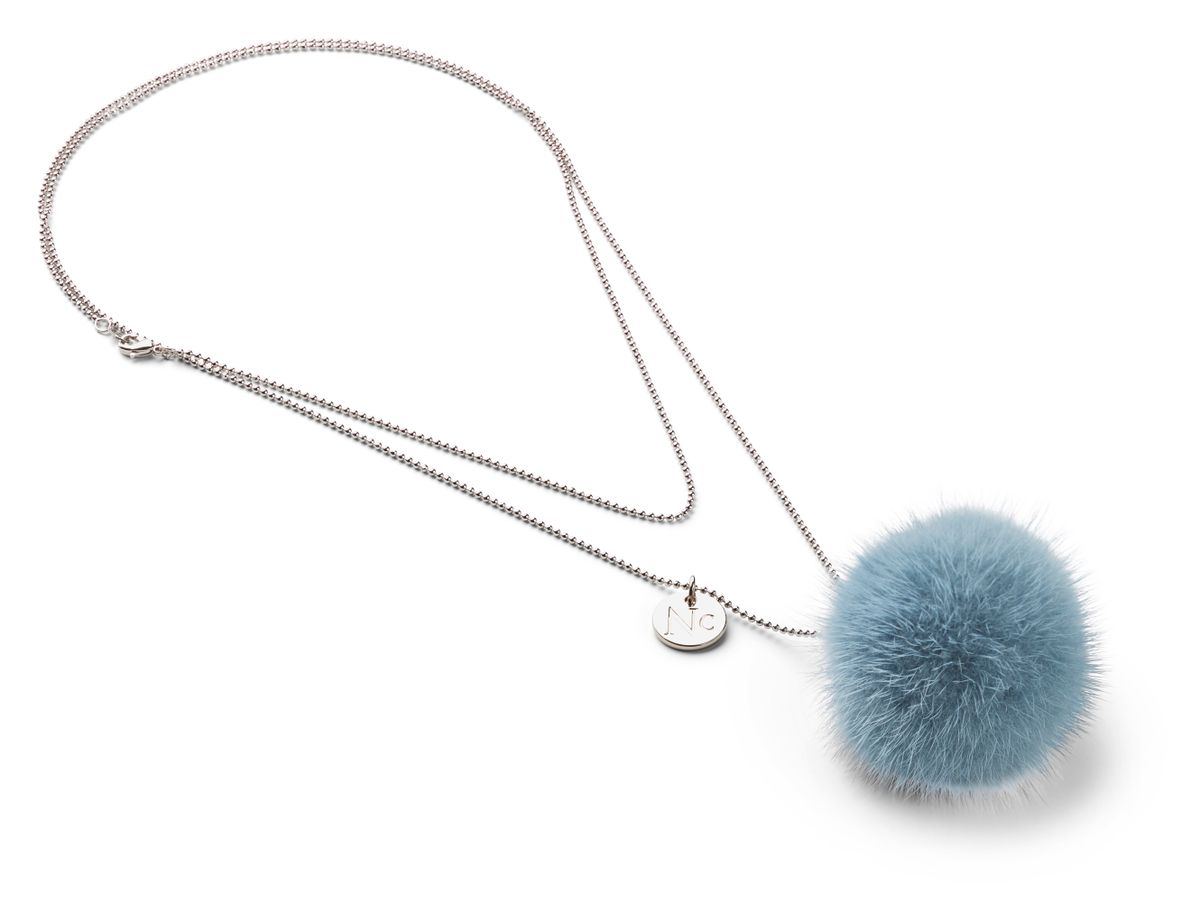 Ketting met Pompon Licht hemelsblauw