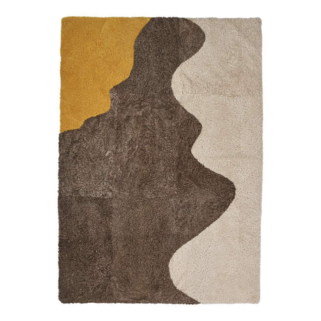 Curly Kortharige Schapenvacht River Design Vloerkleed | 150x200 cm Geel/Taupe/Beige