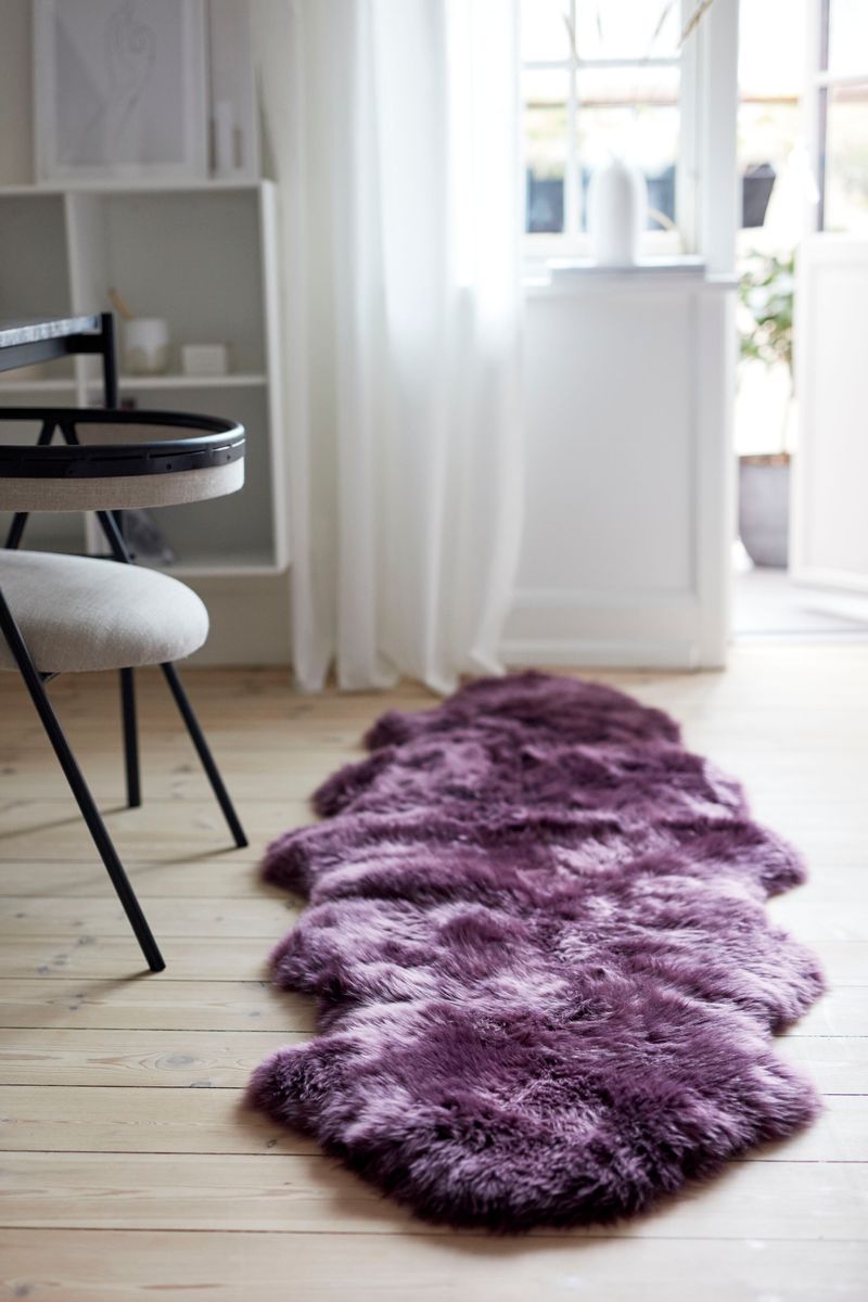 Nieuw- Zeelandse schapenvacht | Langharig | Kleed 180 cm Aubergine