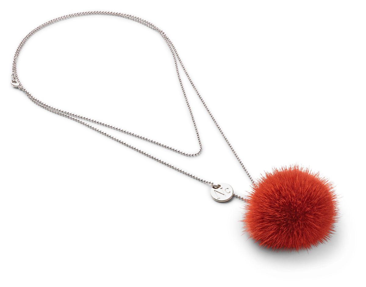 Ketting met Pompon Baksteen Rood