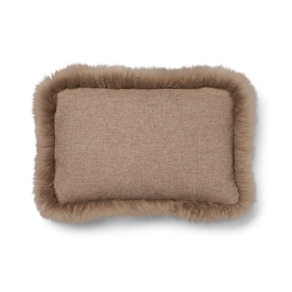 Wollen Kussen | LW rand | 34x52 cm Beige/Taupe