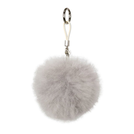 Pompon Sleutelhanger Licht Grijs